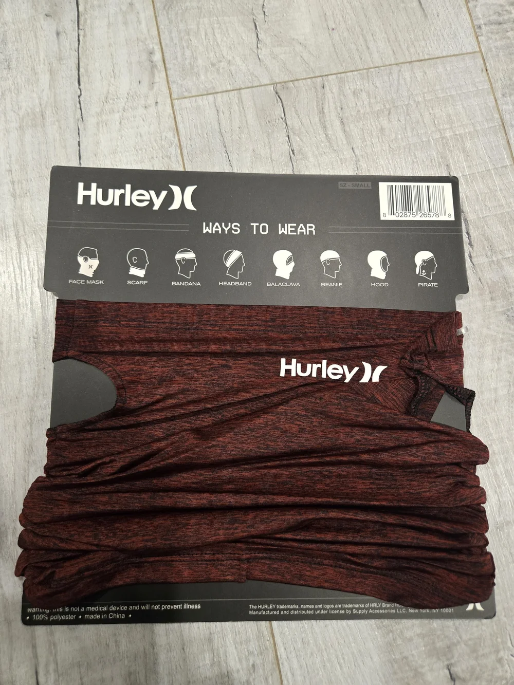 Hurley Men’s Multi-Functional Gaiter - Maroon Heather